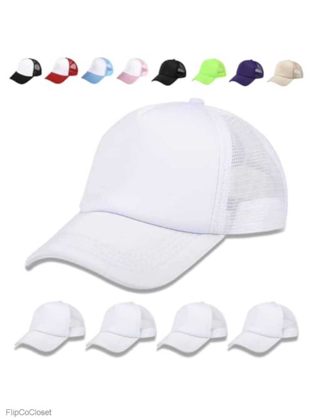 5 Pack Sublimation Blank Baseball Caps Adjustable Polyester Mesh Trucker Hats